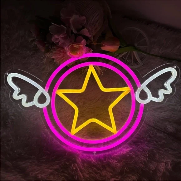 Neon Sailor Moon Symbol Star Angel Kawaii Cartoon 90s Nostalgic Light LED Decor - Picture 6 of 6